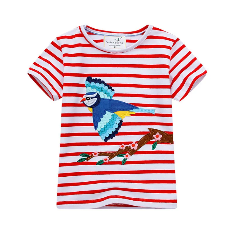 Jumping Meters Fashion Summer Girls T Shirts Animals Print Baby Clothes Short Sleeve Toddler Kids Tees Tops Shirts