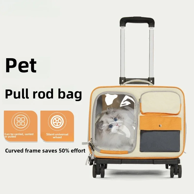 Portable and Breathable Pet Trolley Case Large Capacity Pet Air Case Going Out Dog Cat Suitcase Cat Carrier Dog Stroller