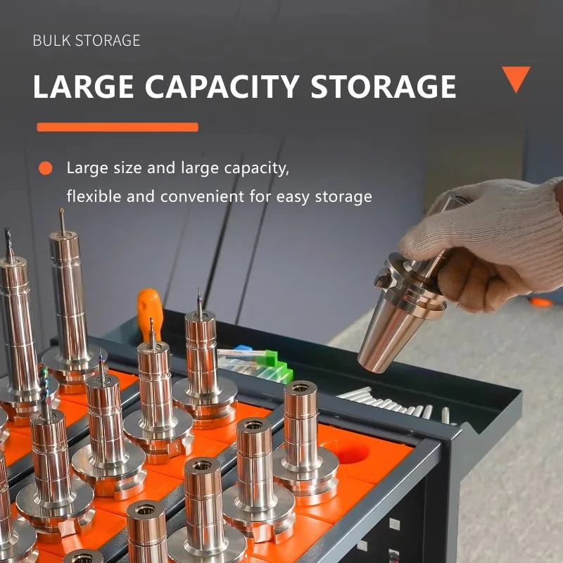 

Тяжелая тележка для инструментов с ЧПУ CAT40/BT40/NMTB40 Держатель инструмента с ЧПУ — вмещает 35-стойка для инструментов Trok Стеллаж для хранения Колесная сервировочная тележка