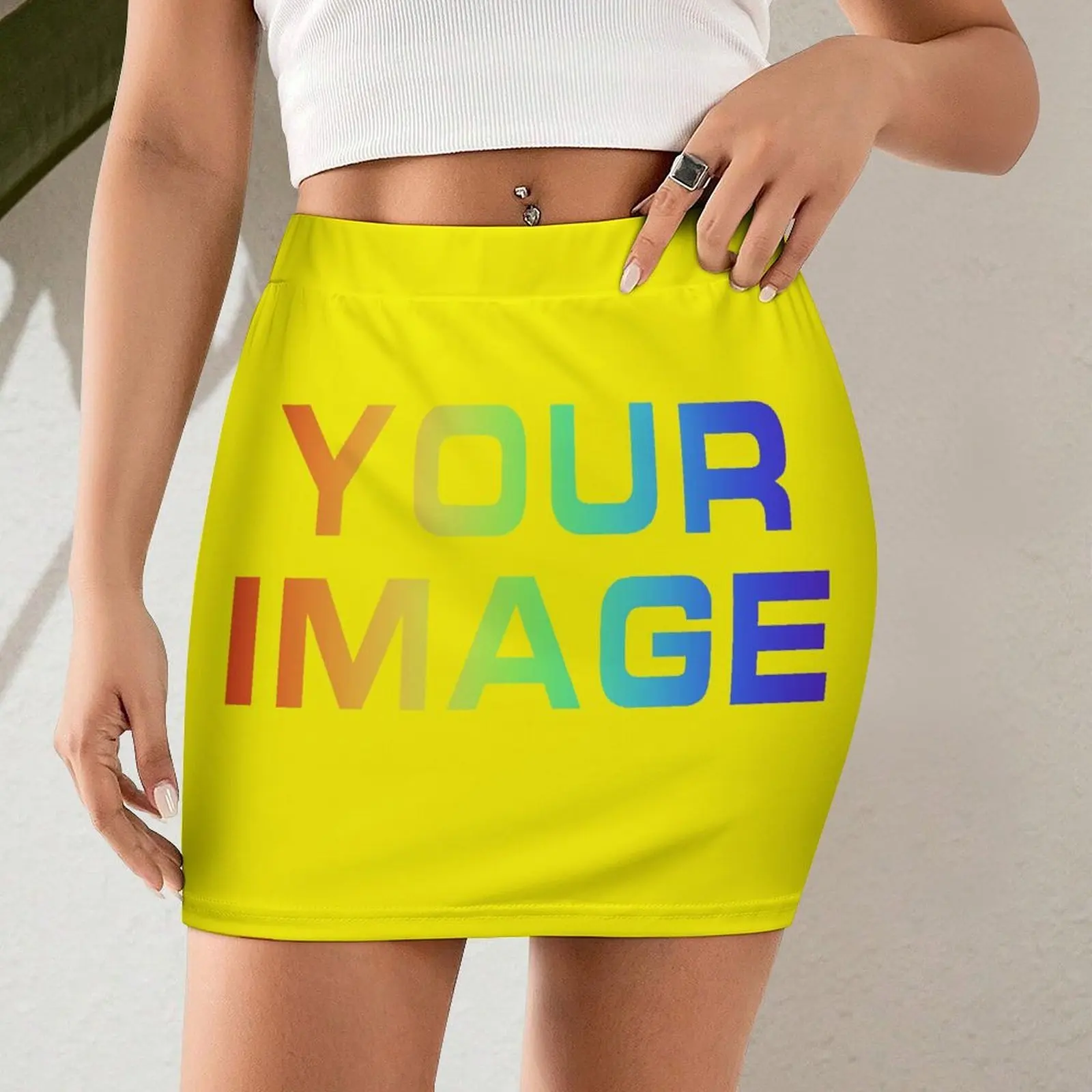 High Waist Elastic Business Women's Mini Skirt Slimming Knitted Half Body Skirt Professional Work Custom Dress Print On Demand