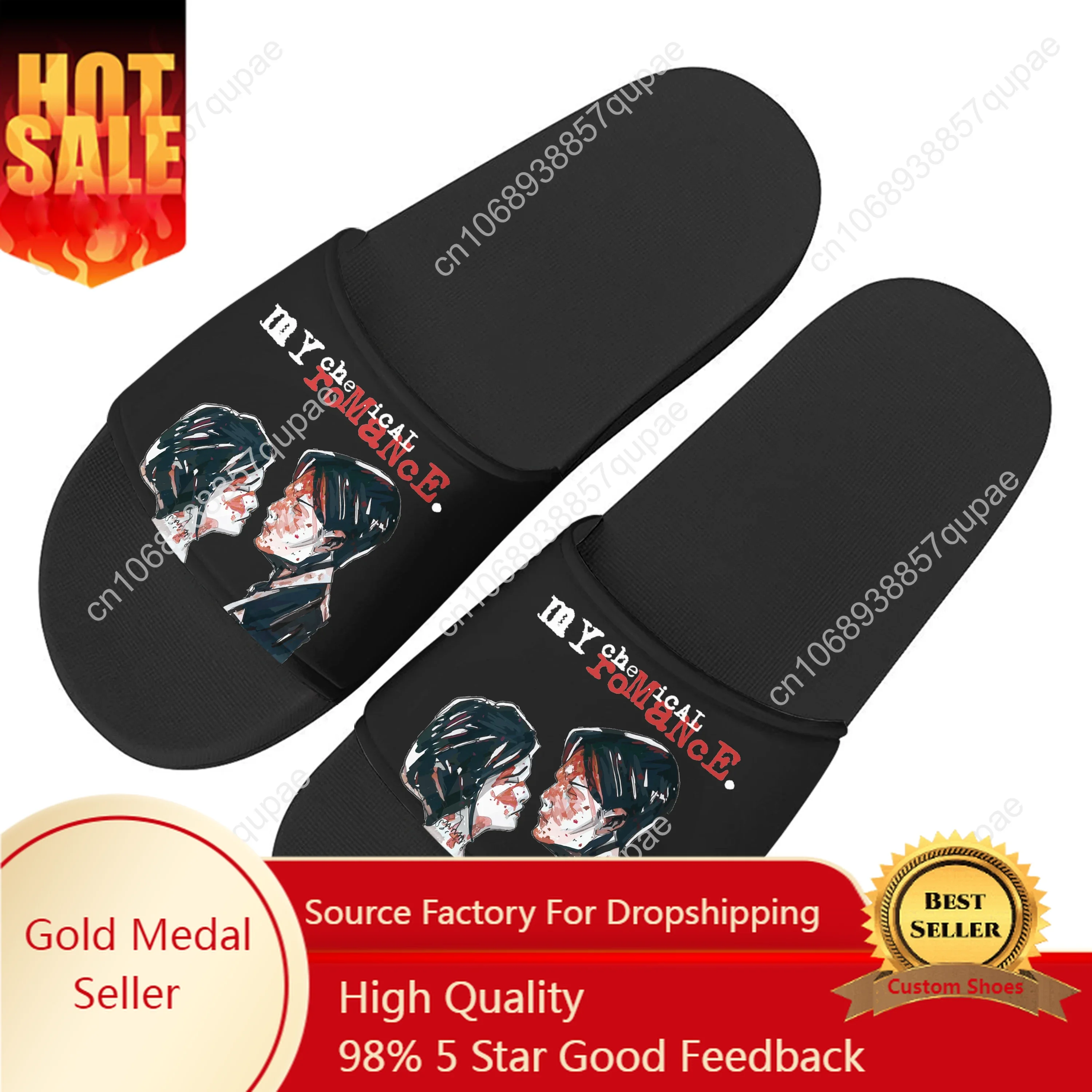 

My Chemical Romance Rock Band Slippers Home Water Shoe Men Women Teenagers Beach Pool Sandals High Quality Custom Summer Slipper