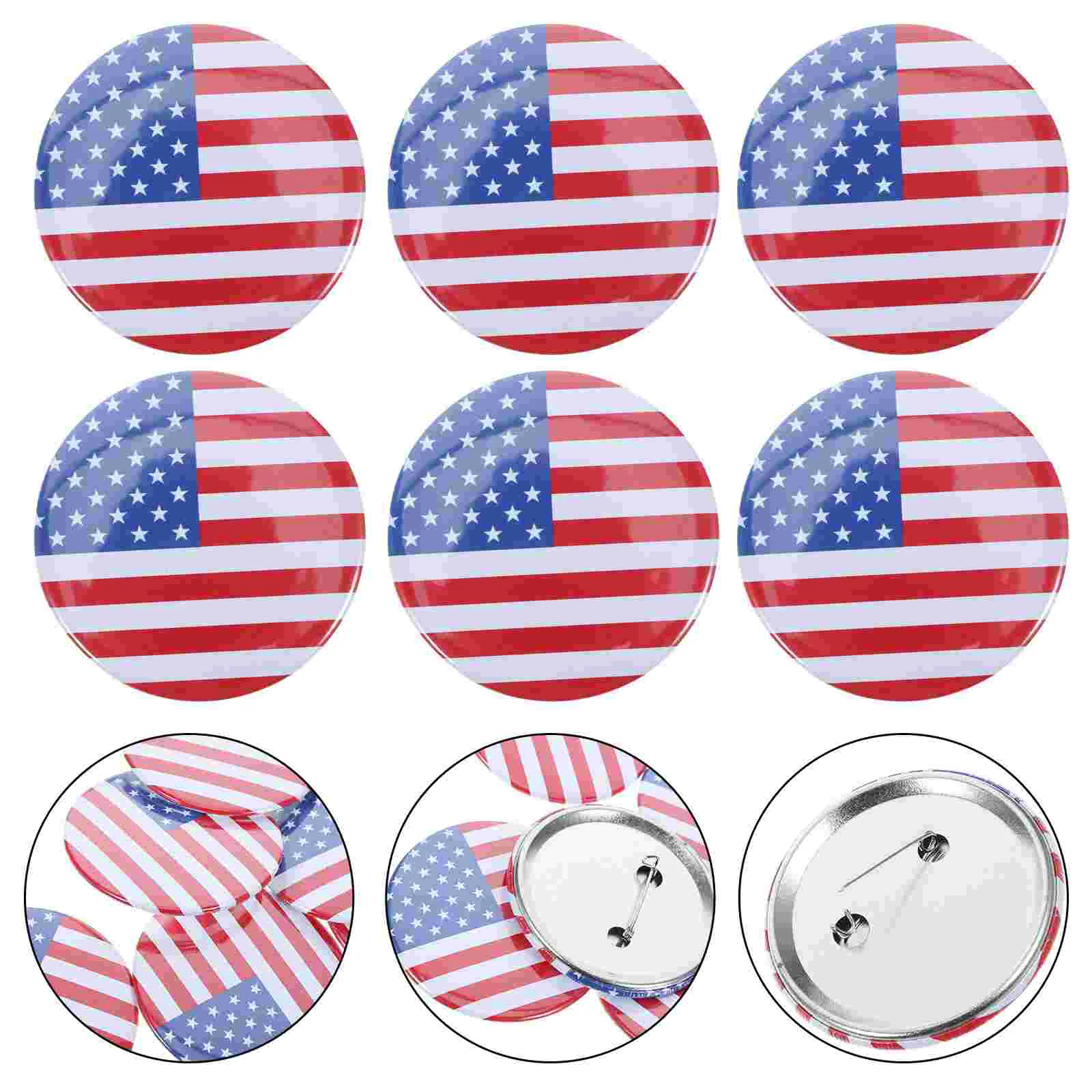10 Pcs Flags Badge Boutonniere Pins Patriotic Badges Makeup Costume Props Metal