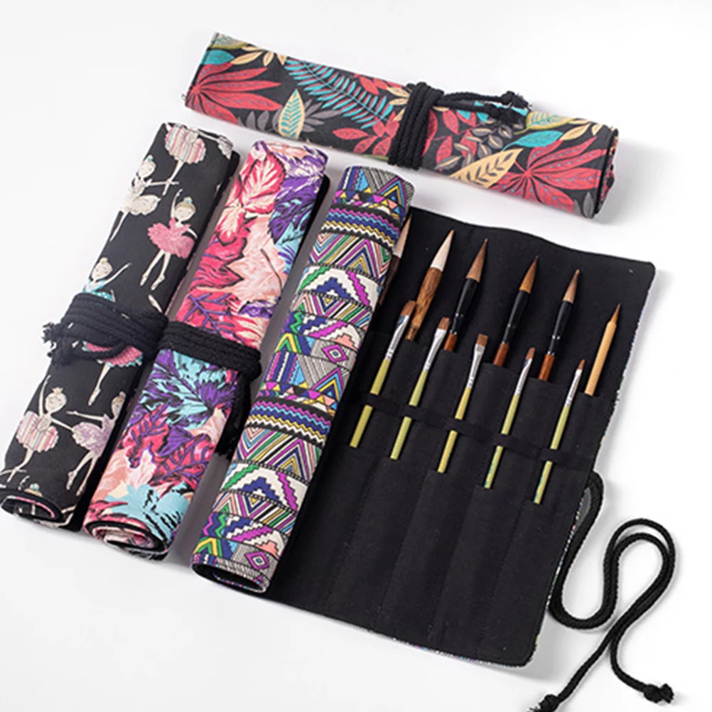 20 Slots Paint Brush Artist Holder Pencil Case Multifunction Bag Canvas Pouches Storage