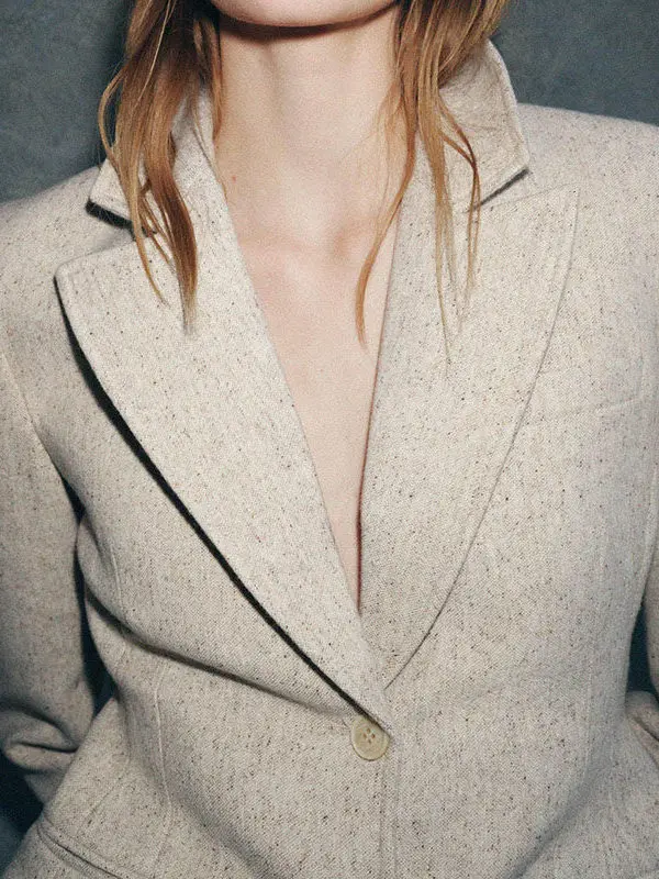 

Женский приталенный пиджак Ele Faion с длинным рукавом, весна 2026, на молнии, с классическим воротником и деталями на поверхности