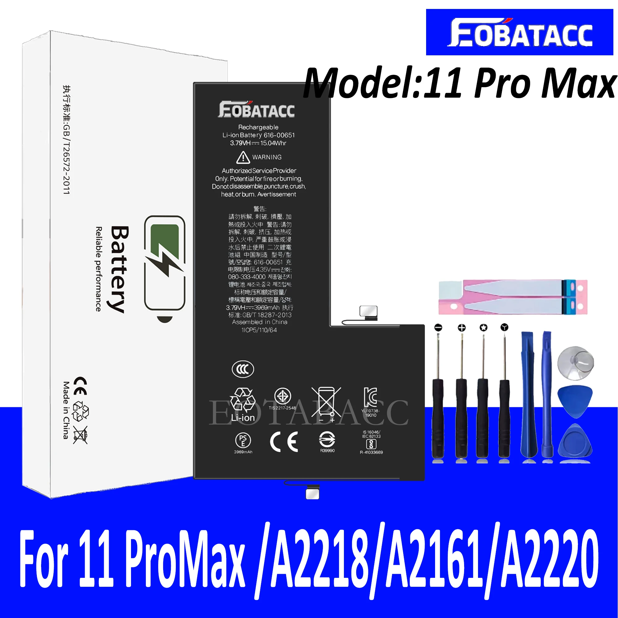 

EOTABACC High Quality 100% Original Battery For iPhone 11 Pro Max/11promax/A2218/A2161/A2220 Phone Battery+Tools