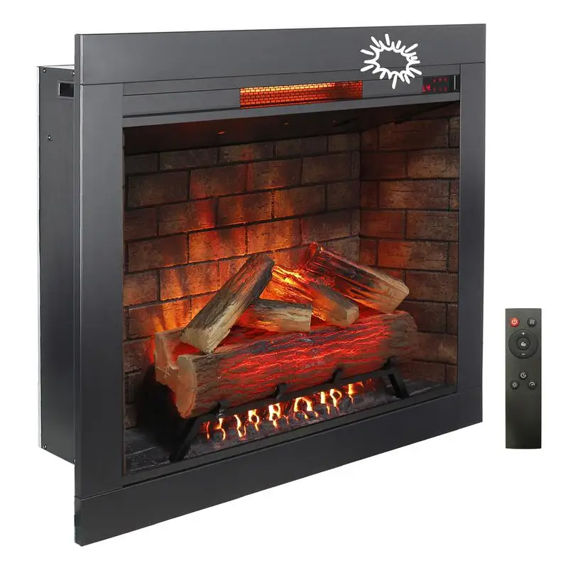 

33" Infrared Electric Fireplace Insert, Removable Trim, Touch Control, Smokeless Heater, Realistic Fire Sound, Home Decor,