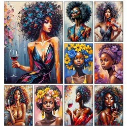 5D Diamond Painting New Collection African Woman Full Rhinestone Drill Mosaic Embroidery Red Wine Woman Picture Puzzle
