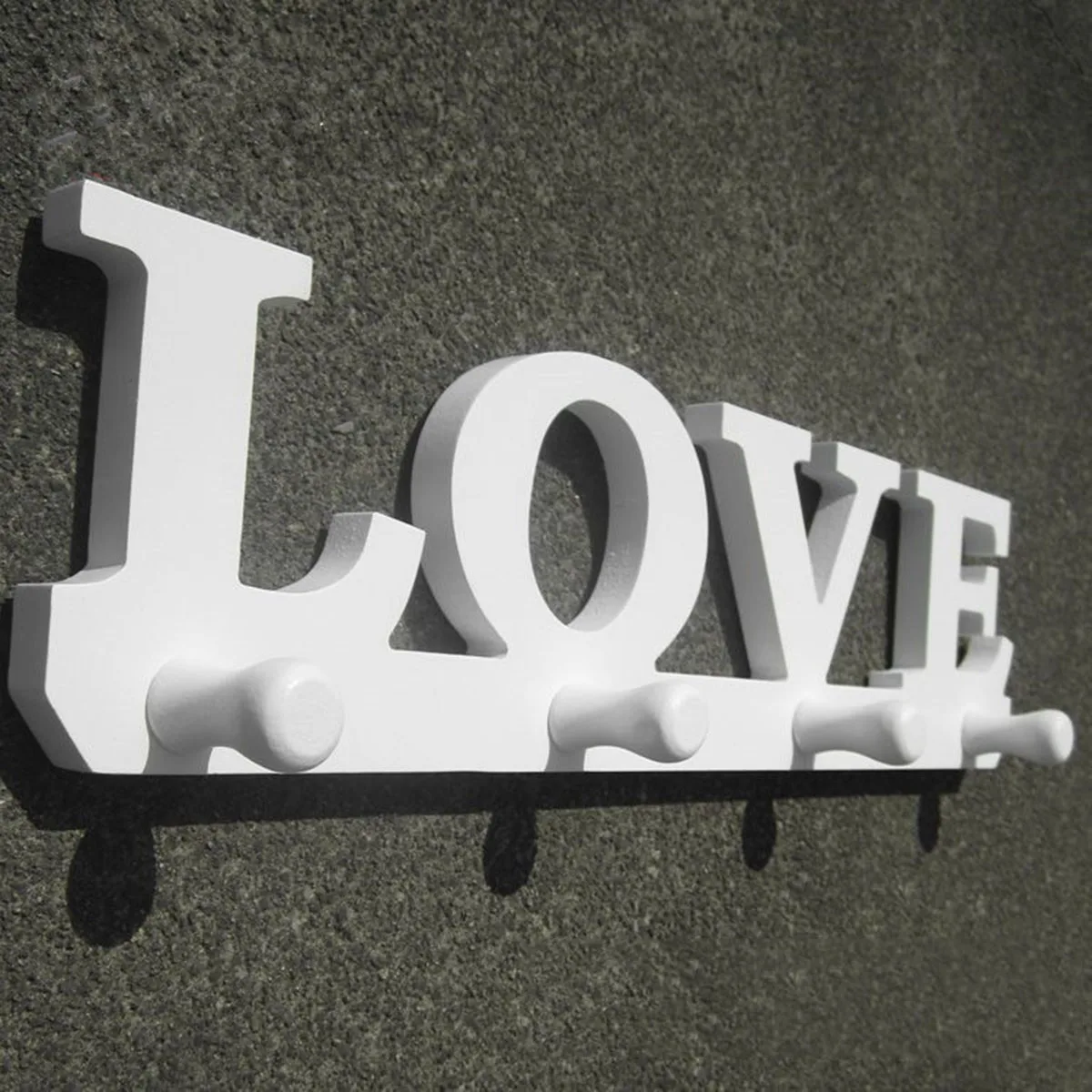 

Wood Hook Creative Simple Love English Word Decor Hook for Bedroom Livingroom Bathroom Dining Room (White)