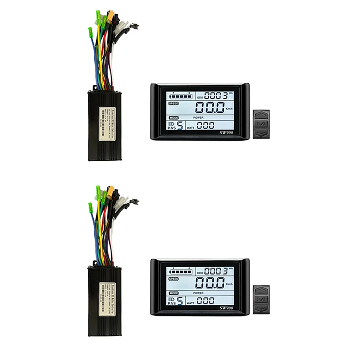 

2X 24V 36V 48V 500W 750W Three-Mode 9 Tubes Brushless 26A Controller Throttle Brake Kit with LED SW900 Display