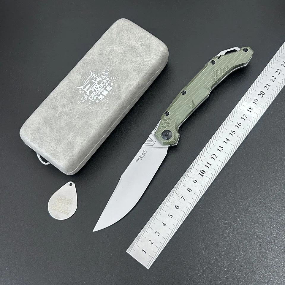 FatDragon Wasteland Folding Knife CPM-S35VN Bead Blasted Blade TC4 Titanium Linen Micarta Handle Ball Bearing Camping Hiking EDC