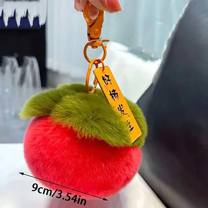 Mini llaveros de pelo de conejo Real para mujer, llaveros de Persimmon de la suerte, llavero de piel de conejo Rex de felpa para coche, decoración colgante para bolso, regalo, nuevo