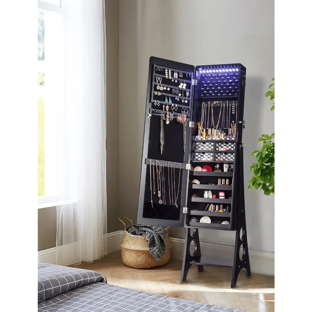 YOKUKINA LED Jewelry Armoire, Large Storage Lockable Organizer