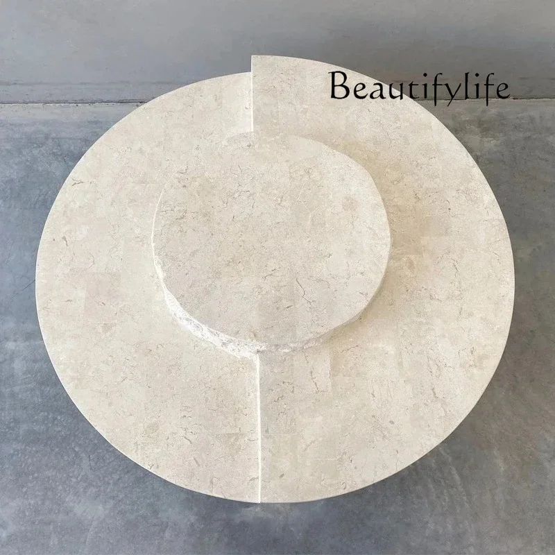 

H French Style X18 Italian Light Luxury Creative Coffee Table Designer Model Cave Stone Tea Table Living Room Home Modern