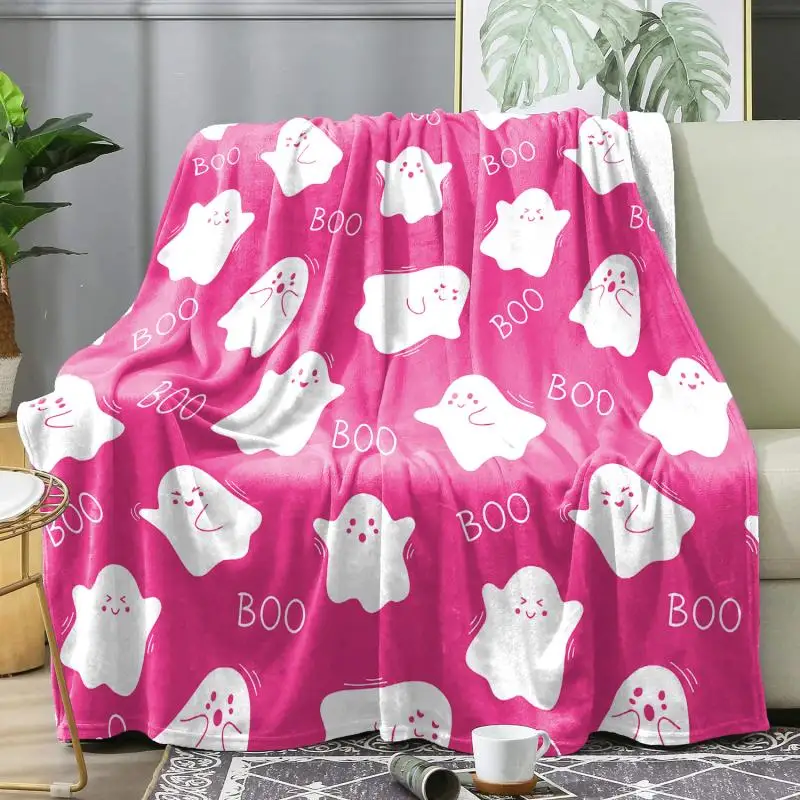 Halloween Rosa Nickerchen-Decke, Warme Weiche Flanell-Decke, Multifunktionale Dekorative Decken, Geschenke für die Feiertage – Detail 20