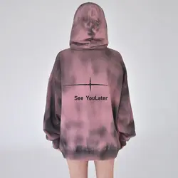 Hoodies Loose Hooded Zipper Long Sleeve Sweatshirts Coats Casual Streetwear Tie Dye Printed Women 2023 Autumn Winter