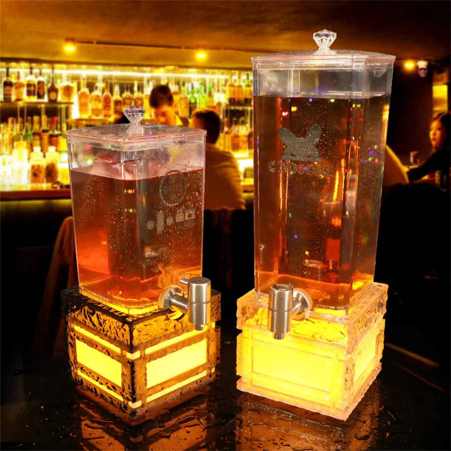 2L 3L LED luminous Beer Cannon Beer Tower plastic Beverage Dispenser Tower Beer Wine Juice Beer Dispenser Tower With faucet