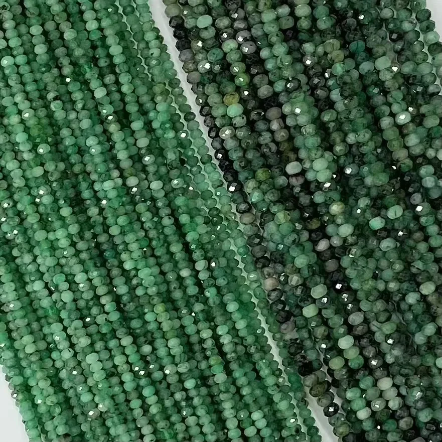 

Natural Green Emerald Facted Roundlle Loose Beads Jewelry Making DIY Bracelet Necklace 38cm Accessories Manufacturer Wholesale
