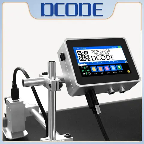 DCODE 150PLUS 온라인 열전사 잉크젯 프린터, QR 바코드 배치 번호 이미지 로고, 만료일 TIJ 프린터, 12.7mm, 25.4mm