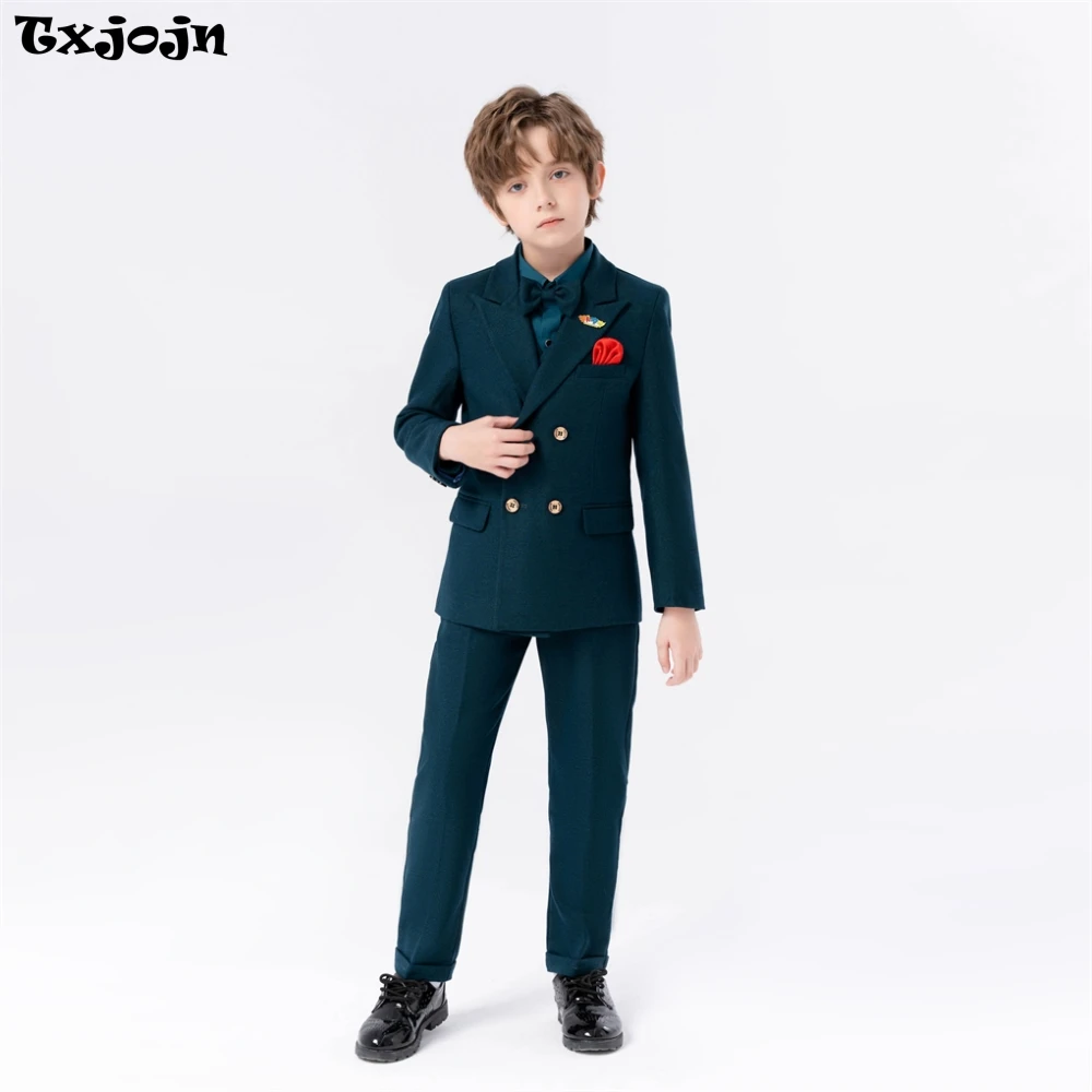 Hot Sale Flower Boys Suits For Wedding Formal Regular Fit Dresswear Suit Set Host Piano Performance Costumes Birthday Party