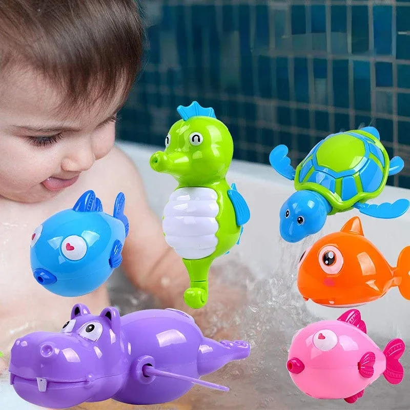 Baby Bath Toy Bathing Cute Swimming Turtle Shark Pool Beach Chain Clockwork Floating Water Game for Kids Water Playing Toys