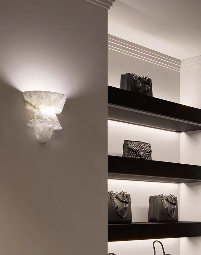 Italian Art Real Marble Wall Light G4 Bulb Home Sconce