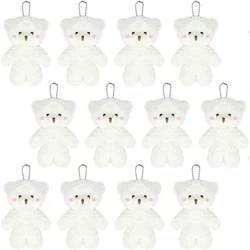 12pcs Mini White Bears Plush Doll Tiny Soft Stuffed little Bear Keychain Mini Plush Bears Bulk Girl Bag Pendant Birthday Gifts