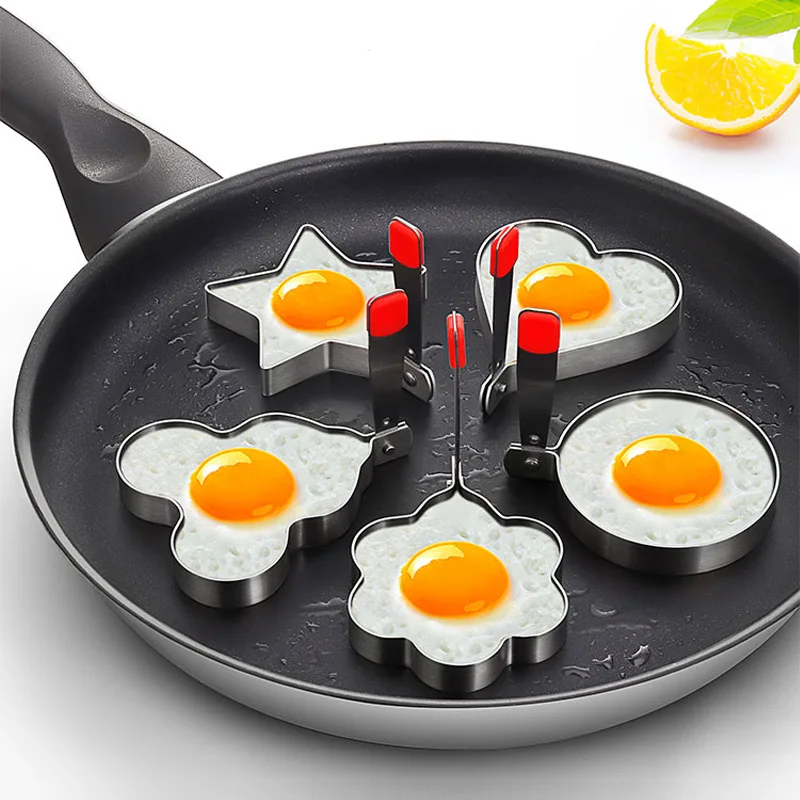 Stainless Steel Fried Egg Molds Breakfast Pancake Mold Creative Cake Tool Non-stick Egg Shaper Baking Cooking Kitchen Gadgets