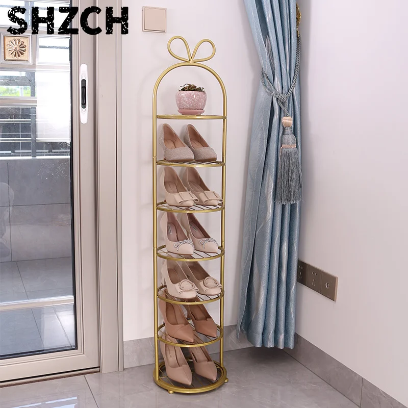 Modern Shoe Rack Metal Shelving Home Vertical Storage Entrance Furniture Iron Storage Shelf Plant Stand Simple Shoe Cabinets ins