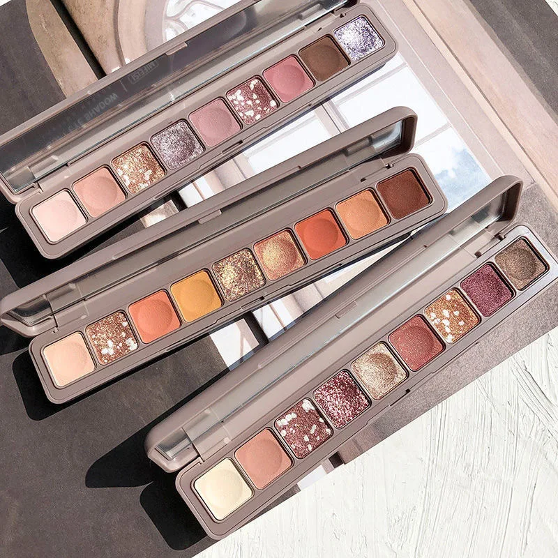 Paleta de sombra de ojos mate brillante, 9 colores, pigmento brillante, sombra de ojos duradera, paletas de maquillaje impermeables, cosméticos, rosa desnuda