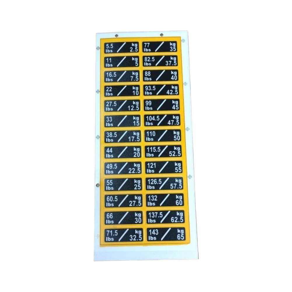 3pcs Weight Plate Number Stickers for Gym Equipment Plastic Yellow Labels 2kg to 65kg Waterproof Tear Resistant