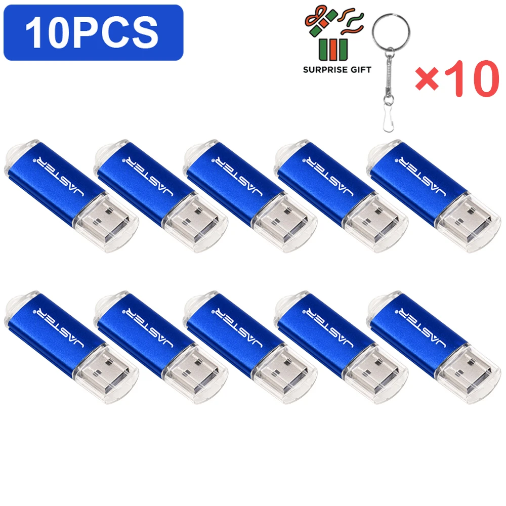 JASTER 10 PCS LOT USB 2.0 Flash Drive 128GB Free Key Chain Black Memory Stick 64GB Creative Business Gift Pen Drive 32GB Green