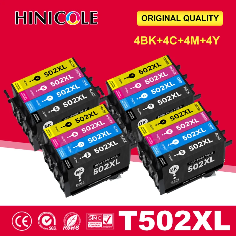 Hinicole 502 502XL Ink Cartridge For Epson T502 Compatible WorkForce WF-3820DWF WF-3825DWF WF-4820DWF WF-4825DWF WF-4830 Printer