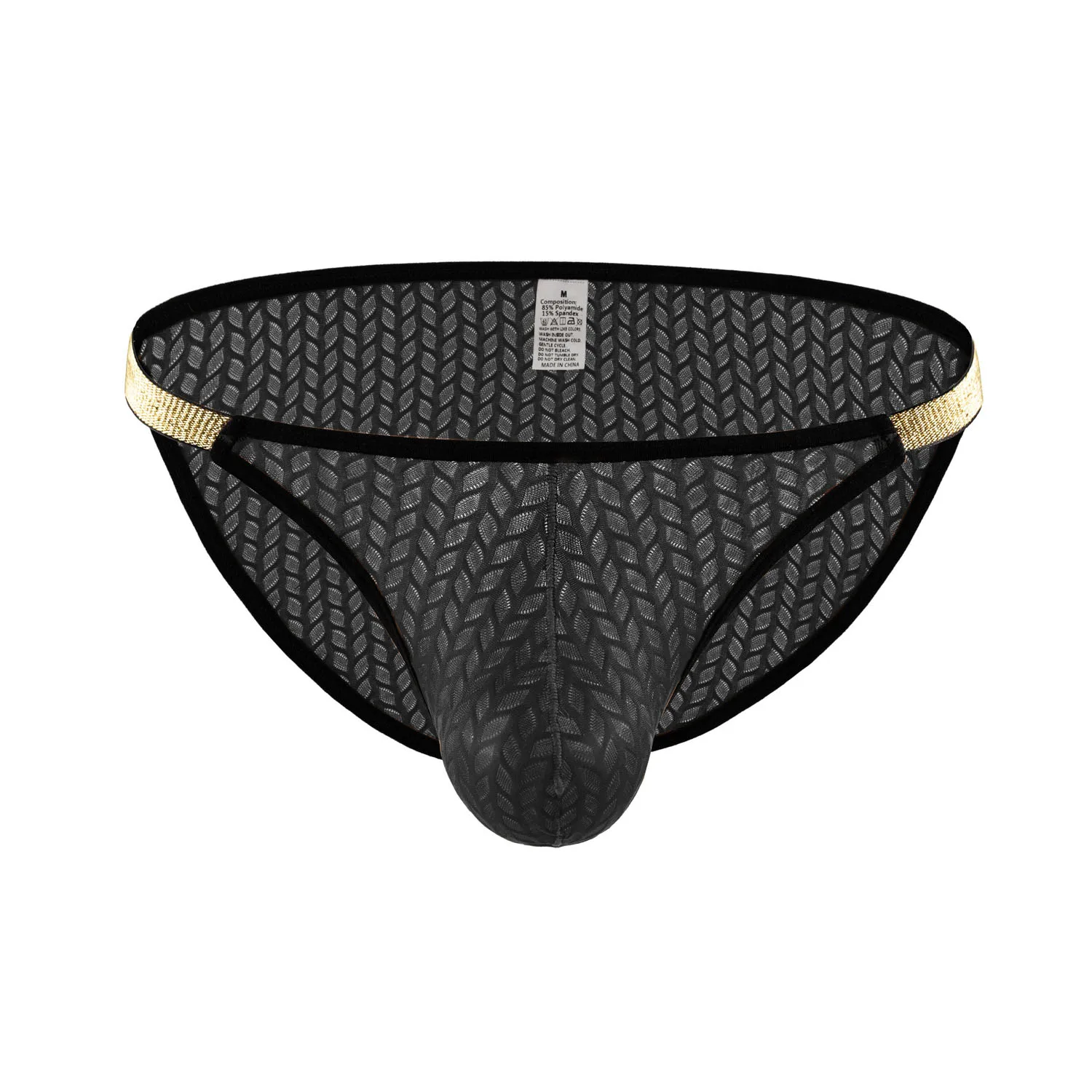 5 Pack Men Briefs Mesh See Through Sexy Sport Underwear 5 Colors Optional Golden Trim Stretch Lightweight Breathable Comfort