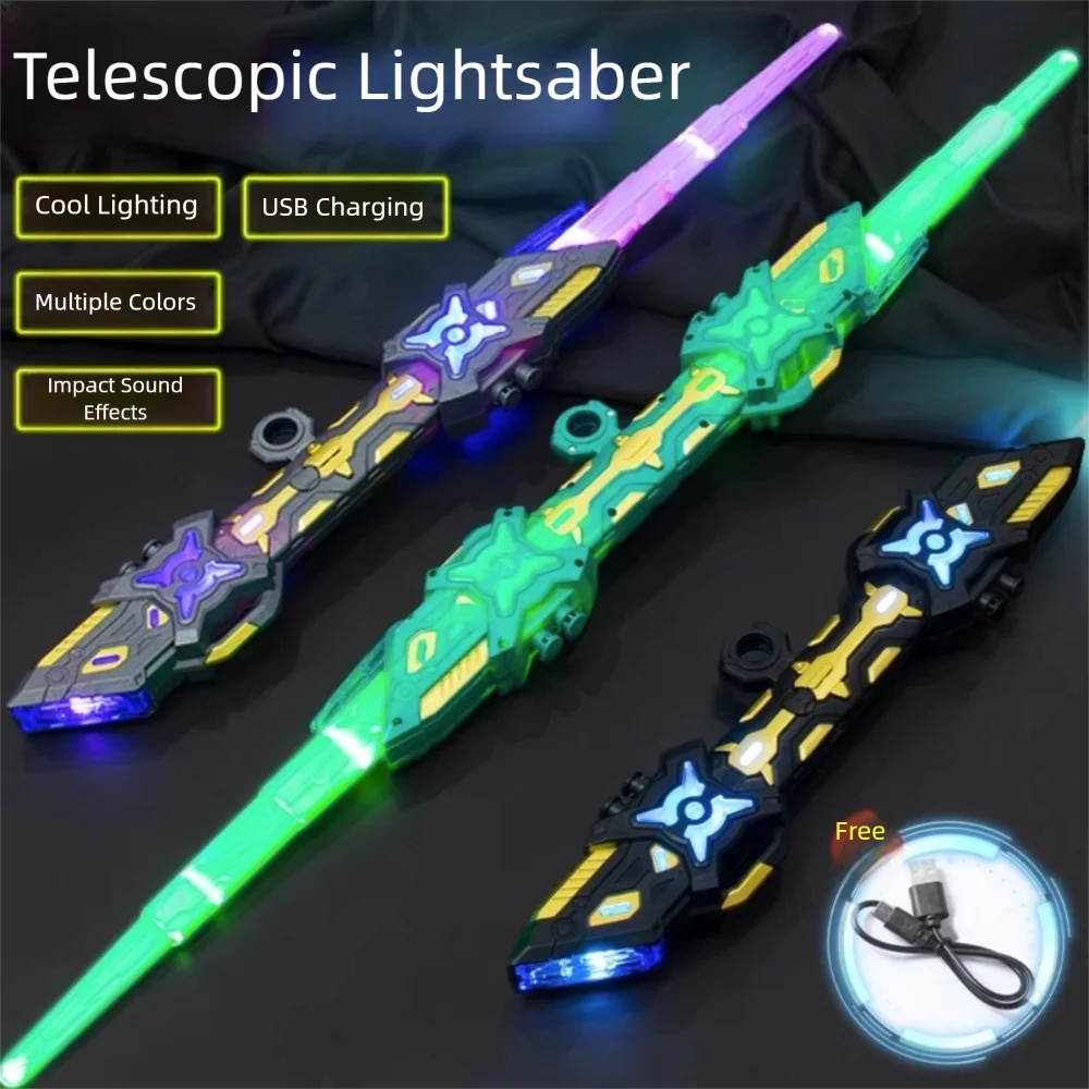 لعبة ليزر قابلة للسحب، ضوء متدفق ملون، استشعار الجاذبية، لعبة ليزر برأسين، وضع مزدوج، شحن USB، عصا ضوء فلاش