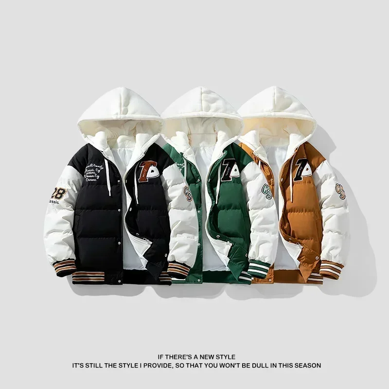 Chaqueta de marca de moda coreana para hombre, Parka con capucha de diseño bordado a la moda, ropa de calle informal para jóvenes al aire libre 2024