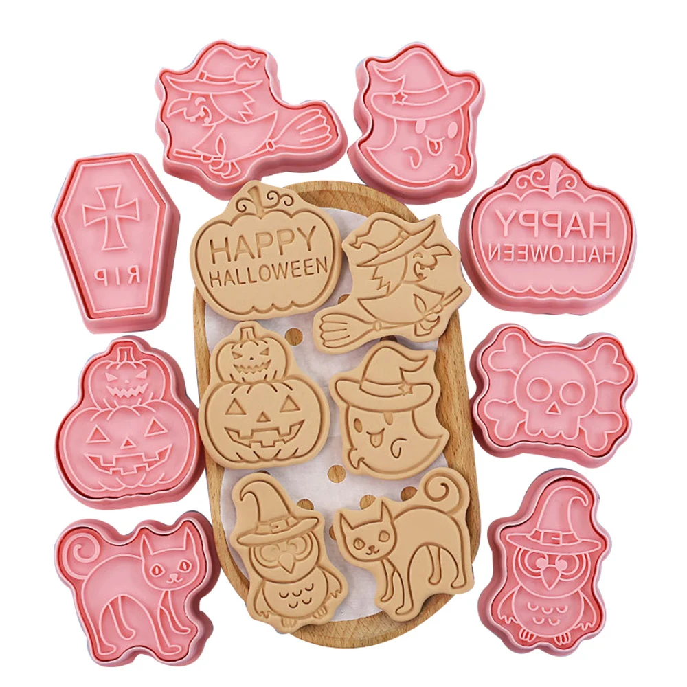 8pcs Halloween Cookie Mold Plastic Pumpkin Ghost Baking Mould Halloween Horror Party DIY Biscuit Supply Trick Or Treat Gifts