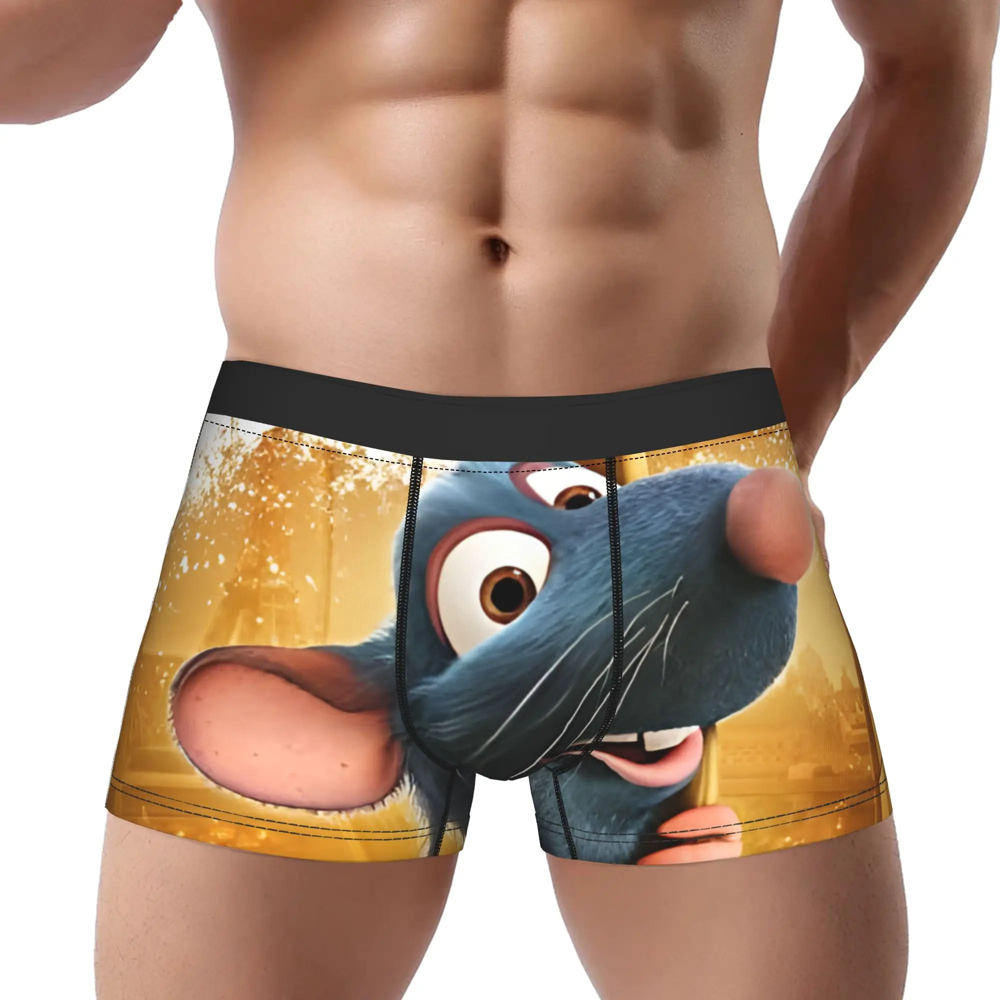 

1 шт. Трусы-шорты мужские дышащие с принтом Реми из «Рататуя», вентилируемые, с милым дизайном мышки