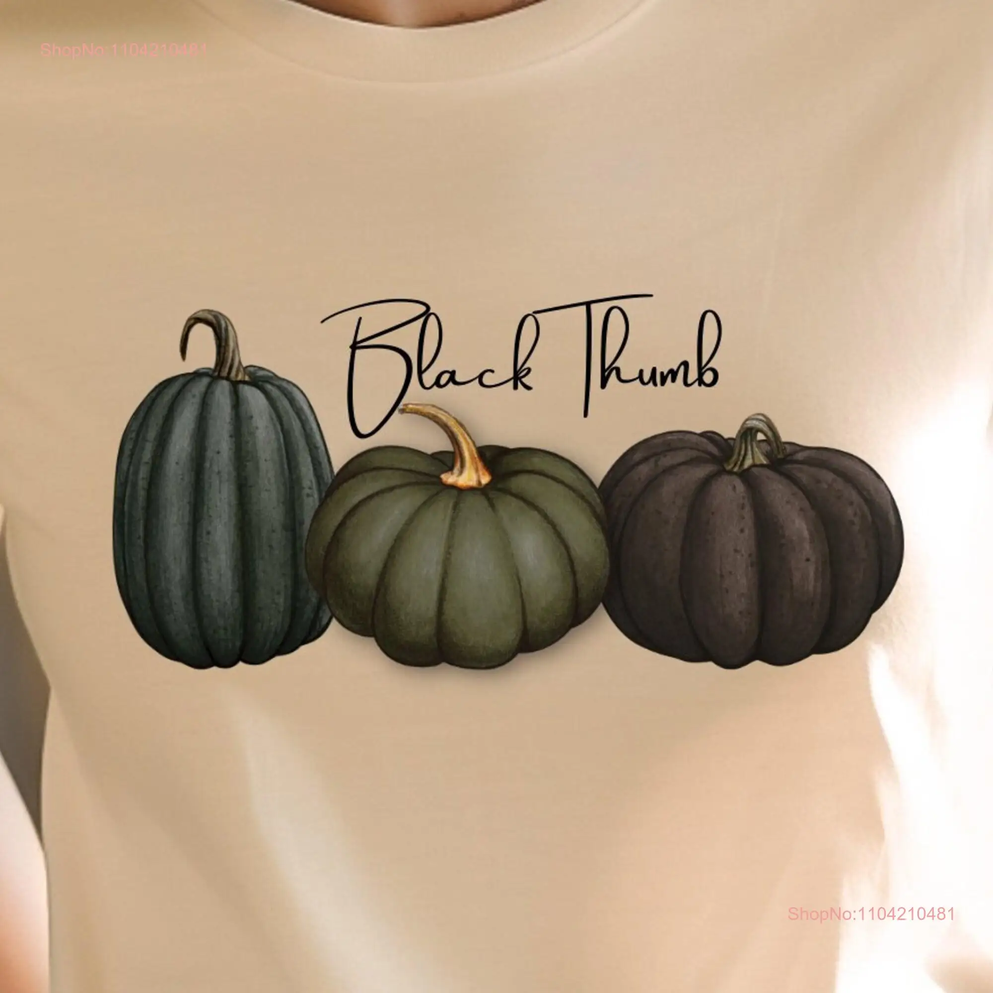 Black Thumb t shirt Pumpkin Halloween tee Autumn Gardener Autumnal Jersey long or short sleeves