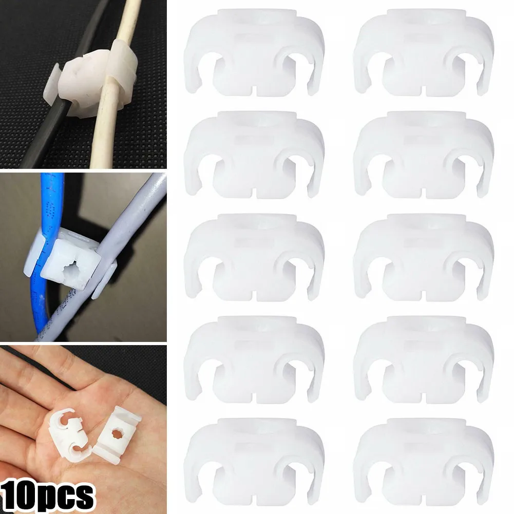 10pcs Bracket Clips Pipe Fasteners Plastic White For Seat For Skoda Brake Line Flexible Hose Pipe Fastener Double Clips