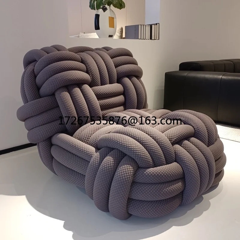 

Knot hand woven recliner creative designer living room furniture knitted fabric art personalized leisure chair