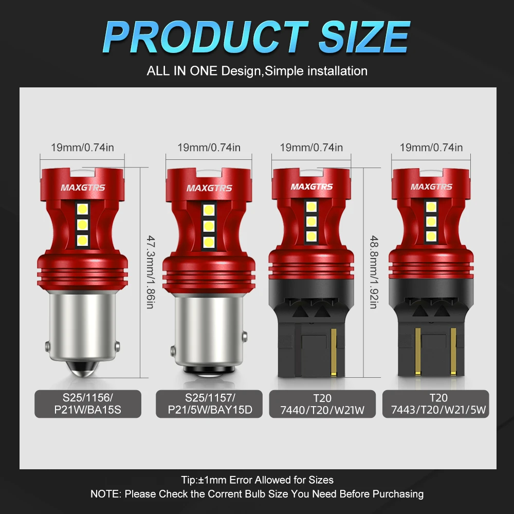 2X Strobe P21W BA15S 1156 7440 7443 LED Light Bulb T20 7506 BAY15D 1157 P21/5W LED Bulbs DRL Car Parking Brake Tail Lights - Image 3