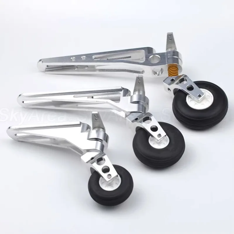 RC Landing Gear Set Aluminum Hydraulic Damping Main Struts Tail Wheel Assembly for 26CC 50CC 80-100CC Fixed Wing Gas RC Airplane