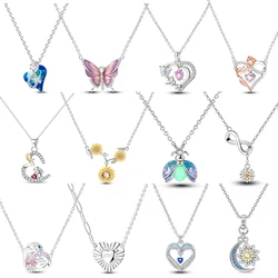 Collar con colgante de circón en forma de corazón de luciérnaga luminosa de Plata de Ley 925 para mujer, regalos de joyería de cumpleaños y aniversario a la moda