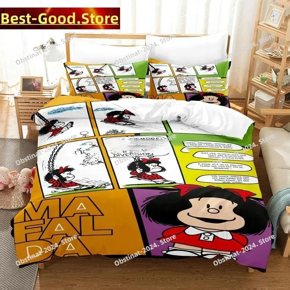 New 3D Fashion Mafalda Bedding Set Printed single Comforter Quilt Bed Cover Duvet Cover Pillow Case 3 Pieces Set Kids Adult Size
