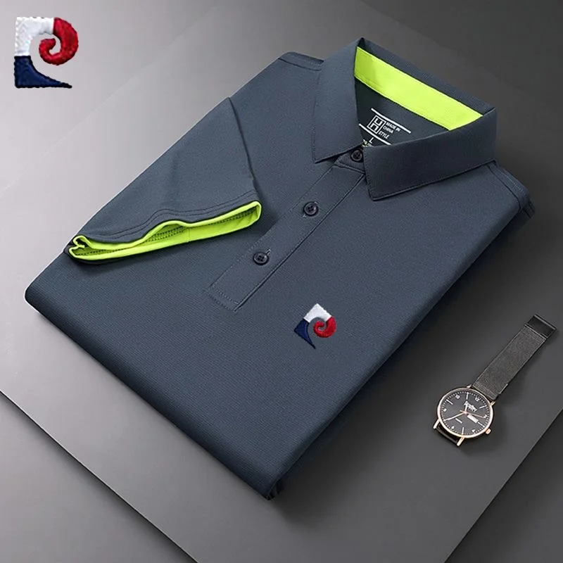 

New men's high-quality short sleeved polo shirt, summer fashion, casual, breathable, cool, sports T-shirt top
