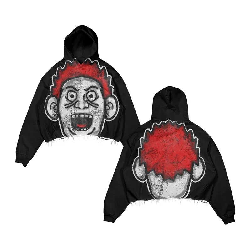 Sweats à capuche Harajuku Cartoon Streetwear pour hommes, sweat-shirt décontracté, pull Hip Hop Goth, impression de motifs Y2K, personnalité respirante