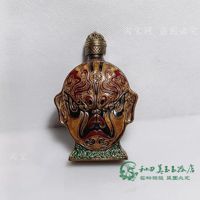 Retro patina painting Peking Opera mask snuff bottle craft decoration snuff bottle gift