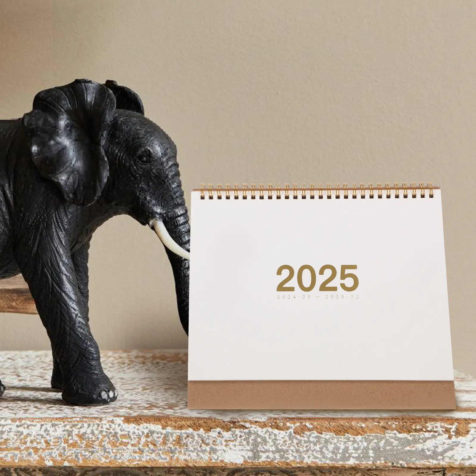 

2025 Minimalist Desk Calendar Standing Spiral Bound Flip Calendar for Office Home School Style Functional Monthly Planner