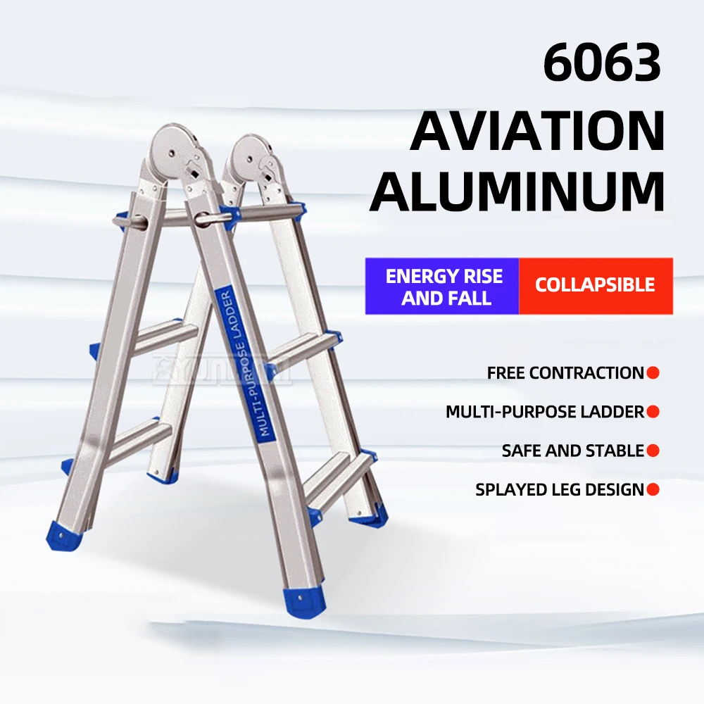 

Multi functional aluminum alloy telescopic ladder, zigzag ladder, household ladder, portable lifting and folding ladder, ladder