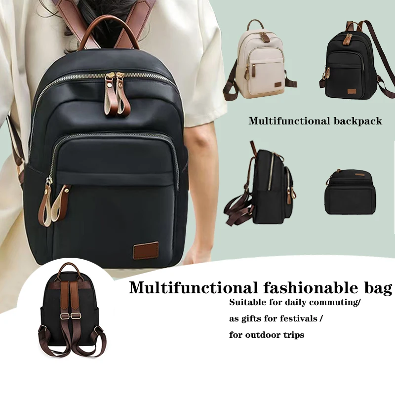 Vielseitiger minimalistischer Rucksack – Leichter Nylon-Tagesrucksack mit mehreren Taschen, stilvolle Freizeittasche für Reisen und Arbeit